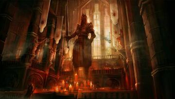 Arte conceptual de Dragon Age II, con un altar dedicado a Andraste.