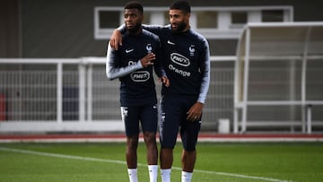 Lemar y Fekir, en un entrenamiento con Francia en 2019.