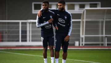 Lemar y Fekir, en un entrenamiento con Francia en 2019. 