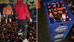 Un camión cargado con 35.000 botellines de cerveza vuelca en Cantabria: vean lo que hicieron los jovenes