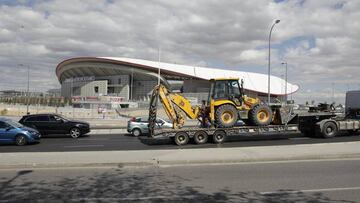 Continúan las obras en el Wanda Metropolitano y en los alrededores tras el partido inaugural.