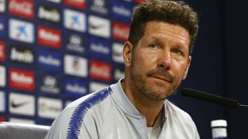 Simeone, en rueda de prensa, antes del Atl&eacute;tico-Sevilla.