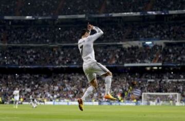 Partido de la Champions League, grupo B. Real Madrid-Juventus. 2-1. Cristiano Ronaldo celebra el segundo tanto.