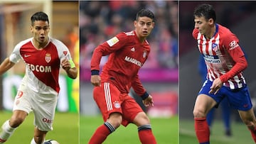 Falcao García con Mónaco, James Rodríguez con Bayern Múnich y Santiago Arias con Atlético de Madrid