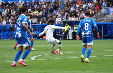 Camavinga recibió, avanzó y armó el zurdazo desde fuera del área, clavando un potente disparo para superar la estirada de Owono.