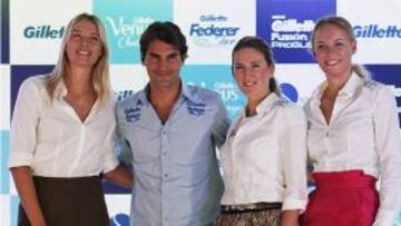 <b>ESTRELLAS. </b>Maria Sharapova, Roger Federer, Victoria Azarenka y Caroline Wozniacki en Sao Paulo.