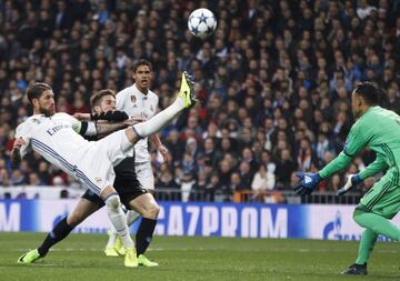 Ramos clears in the win over Napoli