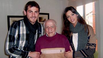 &Iacute;ker Casillas, su abuelo Mariano Fern&aacute;ndez y su mujer Sara Carbonero