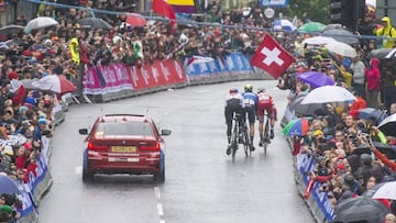 Imagen de la prueba de fondo masculina durante los Mundiales de Ciclismo en Ruta de Yorkshire 2019.