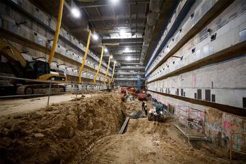 Las obras en las entrañas del estadio. 