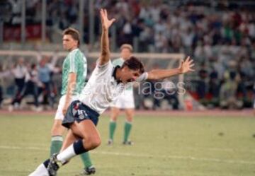 West Germany 1 (Brehme 60) England (Lineker 80) -- after extra-time. West Germany won 4-3 on penalties  After Gary Lineker's equaliser the shoot-out commenced. Both teams scored on their first three spot-kicks, but German goalkeeper Bodo Illgner saved Stu