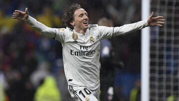 Modrid festeja su gol ante el Sevilla