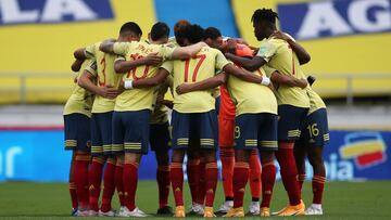 La Selección Colombia en el partido ante Uruguay en Barranquilla