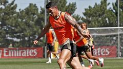 El colombiano James Rodr&iacute;guez, en un reciente entrenamiento del Real Madrid.