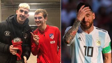 Im&aacute;genes de Antoine Griezmann con su hermano Theo y de Leo Messi durante el partido de octavos de final del Mundial de Argentina en el que cay&oacute; eliminado ante Francia