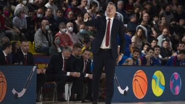 El entrenador, Sarunas Jasikevicius, valora la victoria del Bar&ccedil;a ante el Bayern en el tercer partido de los cuartos de final de la Euroliga 2021-22.