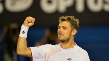 Wawrinka celebra su pase a la final de Australia.