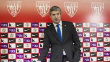 Josu Urrutia, presidente del Athletic de Bilbao, antes de la rueda de prensa