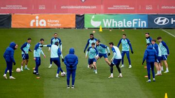 El entrenamiento del Atlético de este lunes.