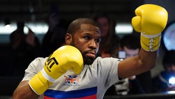 Floyd Mayweather during an open workout at BXR London. Picture date: Thursday February 23, 2023. (Photo by Zac Goodwin/PA Images via Getty Images)