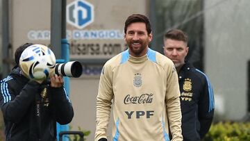 Leo Messi, en un entrenamiento con la selección de Argentina.