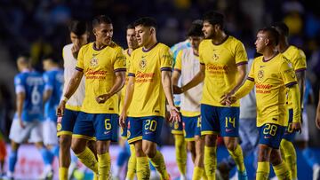 Jonathan Dos Santos, Richard Sanchez, Nestor Araujo of America during the 6th round match between Cruz Azul and America as part of the Liga BBVA MX, Torneo Apertura 2024 at Ciudad de los Deportes Stadium on August 31, 2024 in Mexico City, Mexico.