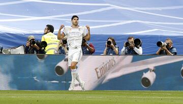 Asensio celebra el 3-0 al Espanyol. 