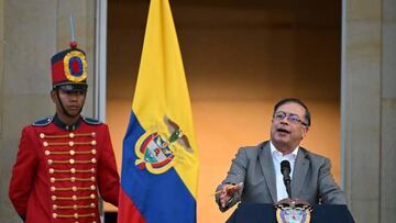 Colombian President Gustavo Petro speaks during an event to present a health care reform bill to be discussed at the Congress at Narino presidential palace in Bogota on February 13, 2023. (Photo by JUAN BARRETO / AFP) (Photo by JUAN BARRETO/AFP via Getty Images)