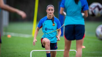 Bruna Vilamala, durante un entrenamiento con el Barcelona.