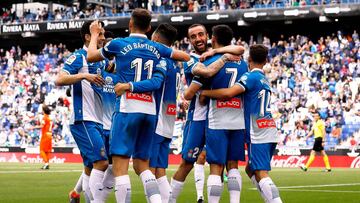El Espanyol celebra su gol ante el M&aacute;laga.