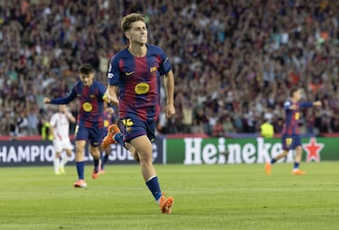 Balde cambia hacia Fermín y este le llega el balón a Lamine Yamal. El español entra al área, deja a un defensor y a Tzolakis en el suelo, y la fortuna le cae a Fermín, pues el balón suelto lo mete a la red con ayuda de dos toques en jugadores visitantes.