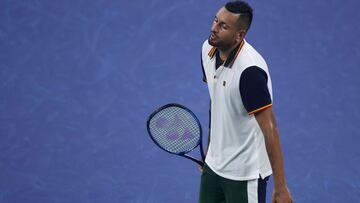 Nick Kyrgios reacciona durante su partido ante Roberto Bautista en el US Open de 2021.