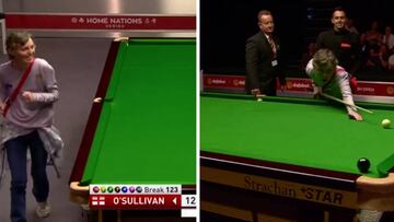 'Chirigota a la inglesa': una espontánea salta a un partido de billar... y acaba tirando