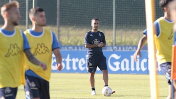 Borja Jiménez en un entrenamiento con el Deportivo.