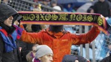 Bufandas de los Boixos Nois en las gradas del Coliseum