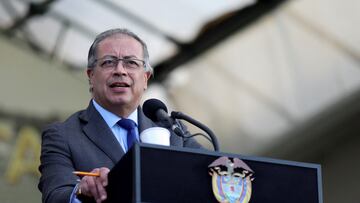 Colombia's President Gustavo Petro speaks during the appointment ceremony of the new commander of the Colombian national army, Major General Luis Emilio Cardozo (not pictured), at the Jose Maria Cordova Military Cadet School in Bogota, Colombia May 31, 2024. REUTERS/Luisa Gonzalez