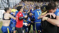 Jugadores  de Everton, celebra al termino del partido