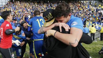 Jugadores  de Everton, celebra al termino del partido