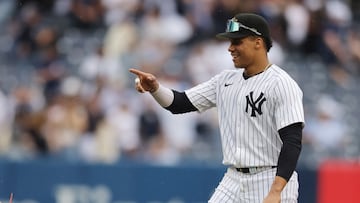 NEW YORK, NEW YORK - MAY 18: Juan Soto #22 of the New York Yankees celebrates after defeating the Chicago White Sox 6-1 at Yankee Stadium on May 18, 2024 in New York City. Mike Stobe/Getty Images/AFP (Photo by Mike Stobe / GETTY IMAGES NORTH AMERICA / Getty Images via AFP)