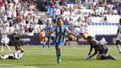 Mario Soriano, celebrando su gol ante el Albacete.