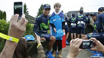 Nairo Quintana durante la presentación de los equipos.