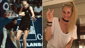 Kournikova, cuando empezaba como tenista y en la actualidad.