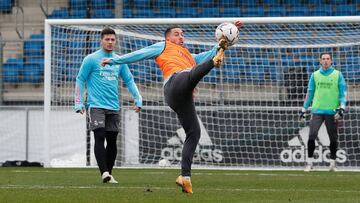 Hazard, durante el entrenamiento del Real Madrid.