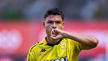 BRAGA, PORTUGAL - SEPTEMBER 28: Jesus Ramirez of CD Nacional celebrates his goal during the Primeira Liga match between SC Braga and CD Nacional at Estádio Municipal de Braga on September 28, 2025 in Braga, Portugal. (Photo by Miguel Lemos/Eurasia Sport Images/Getty Images)