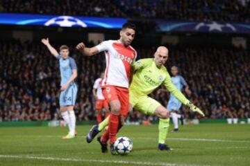 El delantero colombiano marcó el primer gol del Mónaco en el partido ante el Manchester City, en Inglaterra, en la ida de los octavos de final de Champions League.