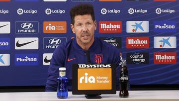 Simeone, del Atl&eacute;tico, en rueda de prensa.