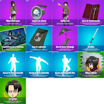 fortnite shingeki no kyojin skins levi mikasa attack on titan ataque a los titanes