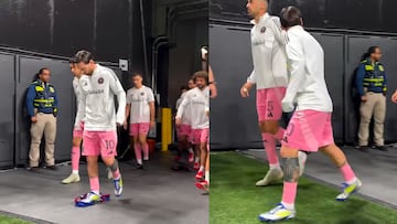Messi indiferente cuando le tiran una playera del Barcelona en partido de Inter Miami