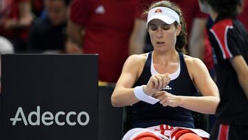 La tenista brit&aacute;nica Johanna Konta, durante su partido ante Yulia Putintseva en los Play-offs de la Copa Federaci&oacute;n.