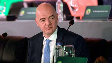 El presidente de la FIFA, Gianni Infantino, durante la Asamblea General de la Confederaci&oacute;n Africana de F&uacute;tbol (CAF).